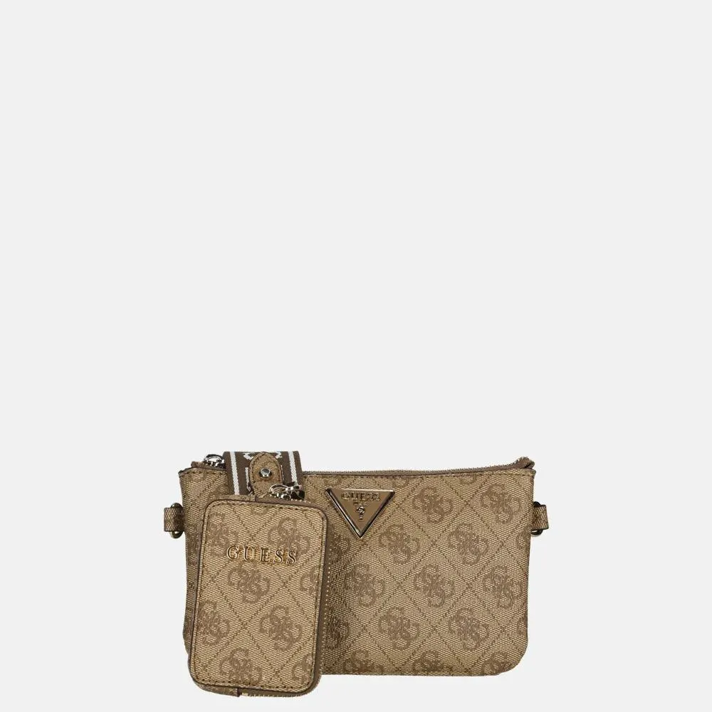 Guess Latona Triple crossbody tas latte logo