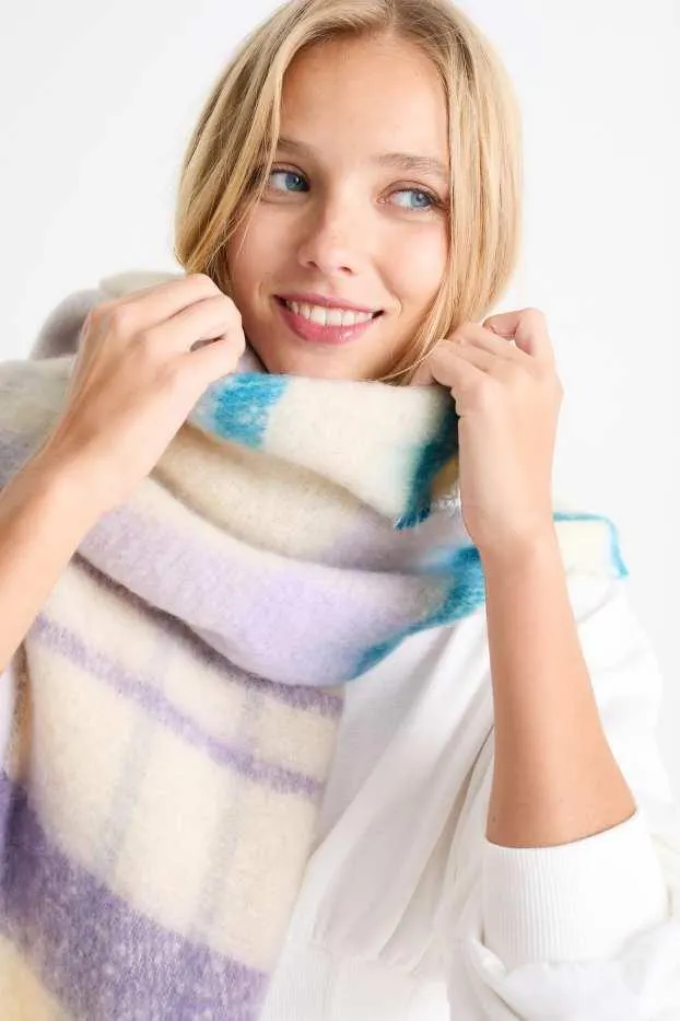 Sjaal met franjes - geruit