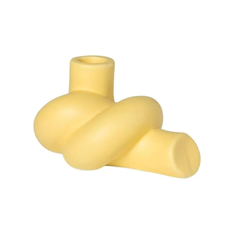 Kandelaar knoop - geel - 8x10x14 cm