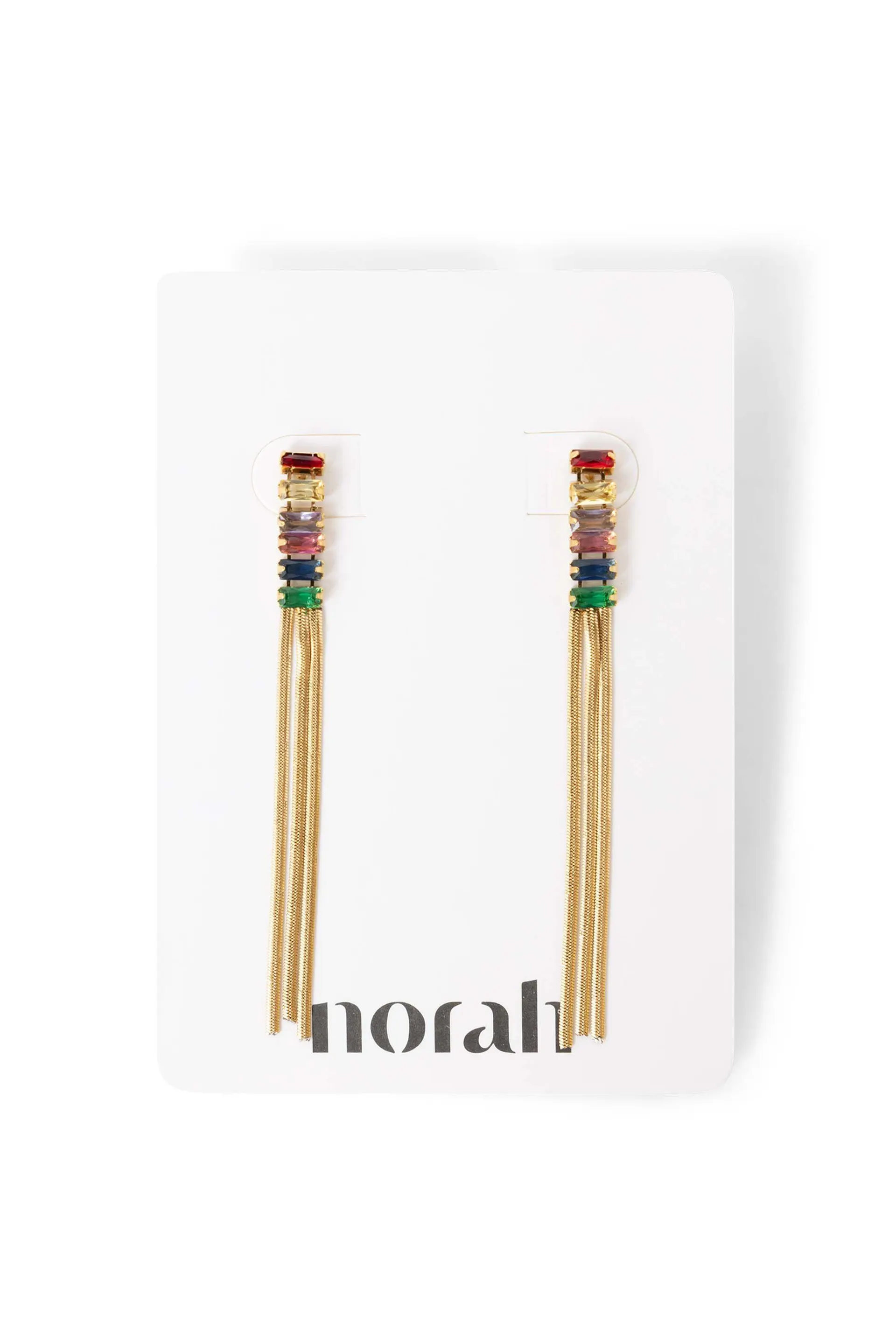 Goudkleurige waterval oorbellen met gekleurde steentjes