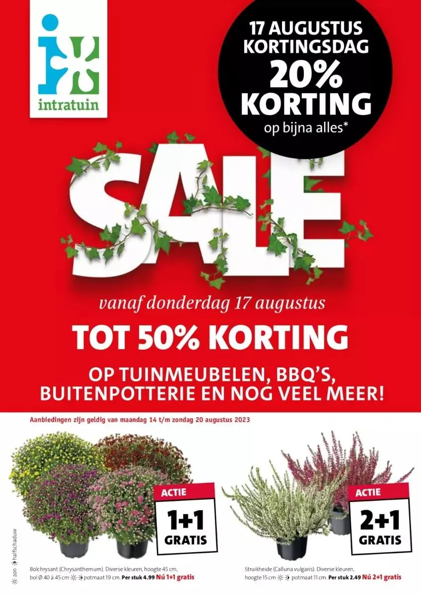Intratuin Folder van 6 augustus tot 19 augustus 2023 - Folder pagina 1