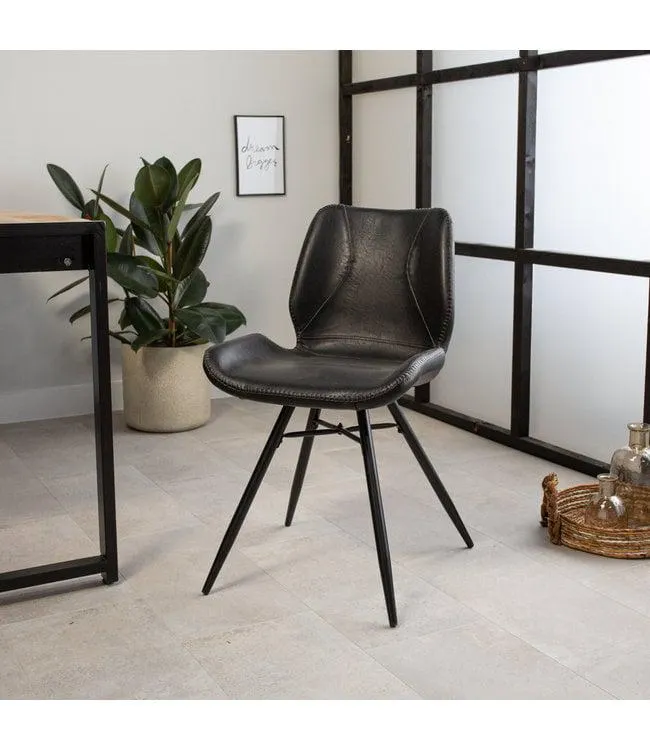 Industriële eetkamerstoel Beau zwart