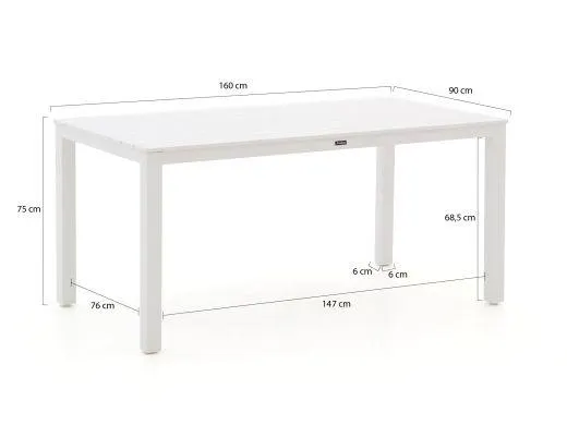 Forza Ripi/Menzano 160cm dining tuinset 5-delig stapelbaar