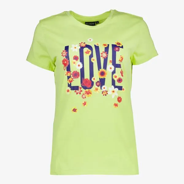 TwoDay dames T-shirt groen met tekstopdruk