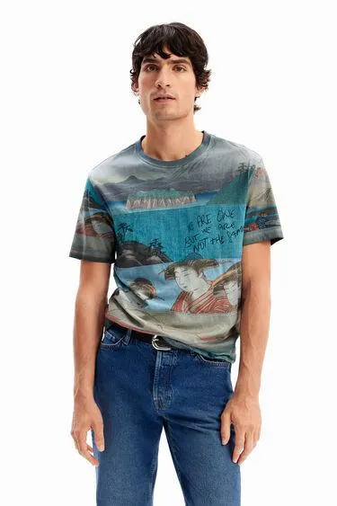 Japanese print short-sleeve T-shirt