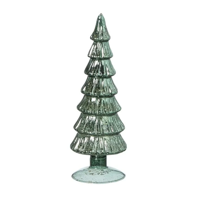 Kerstboom beeldje shiny klein - groen - ø8x24.5 cm