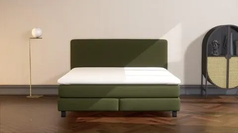 Boxspring Attraktiv Lykka vlak, poten Basic en gestoffeerd matras