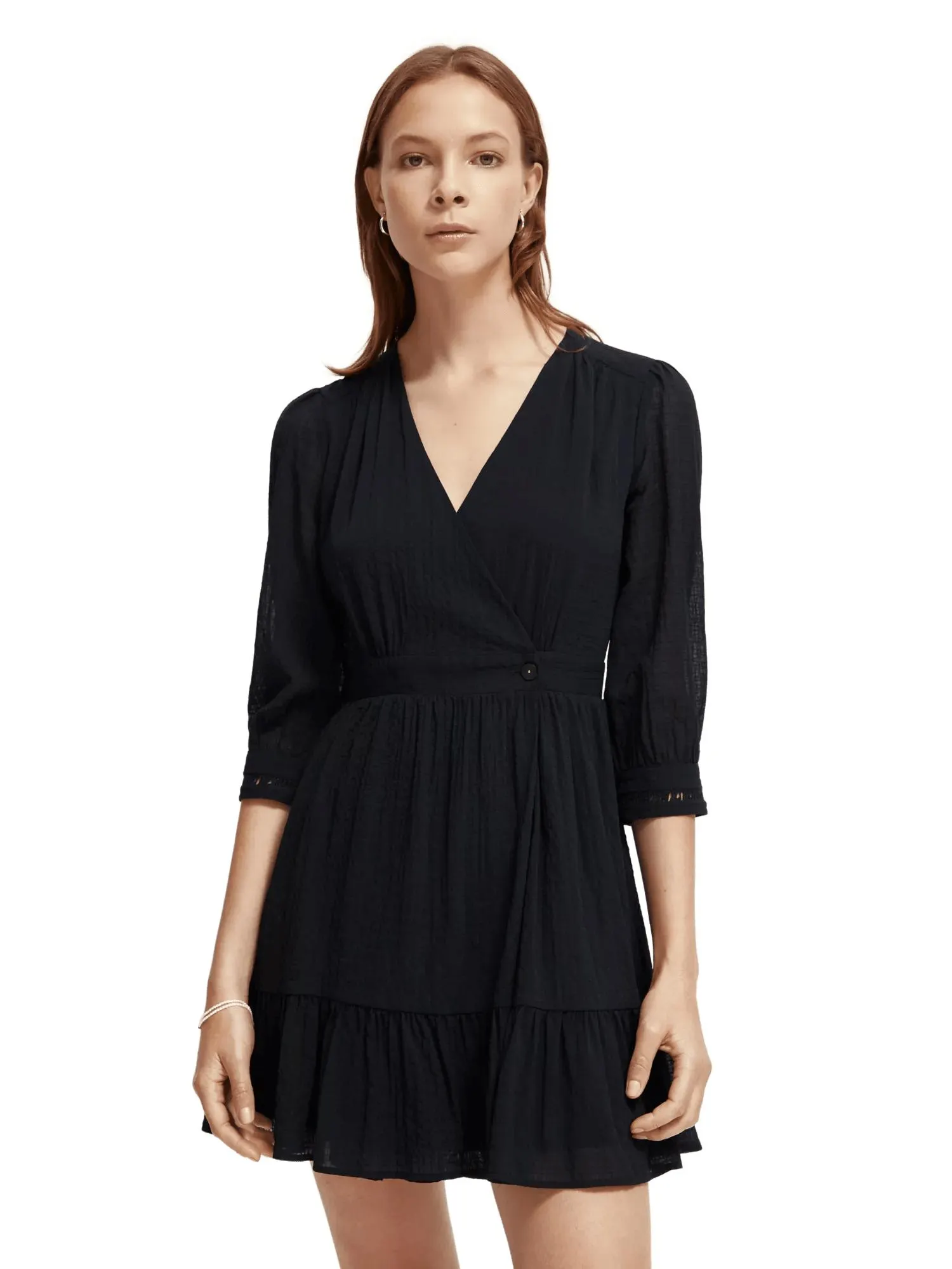 V-neck mini wrap dress