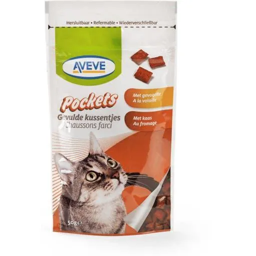Kattensnacks gevulde kussentjes