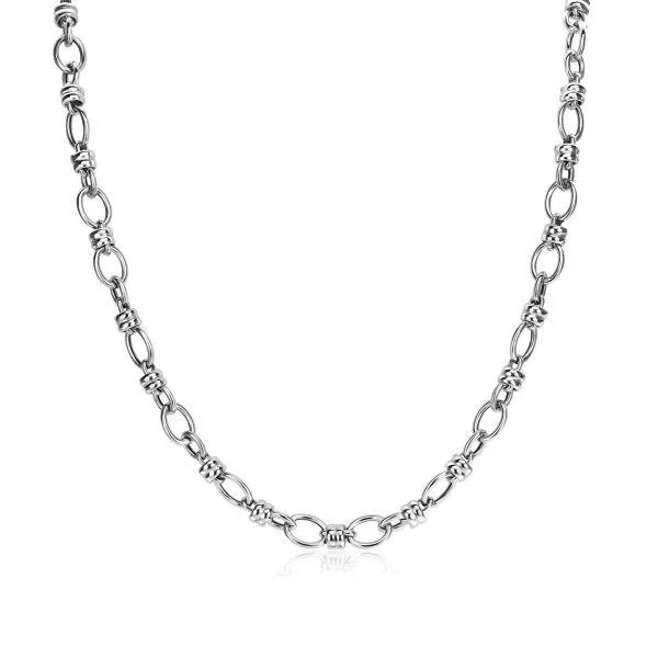 ZINZI zilveren fantasie schakelketting 8mm breed 45cm ZIC1613