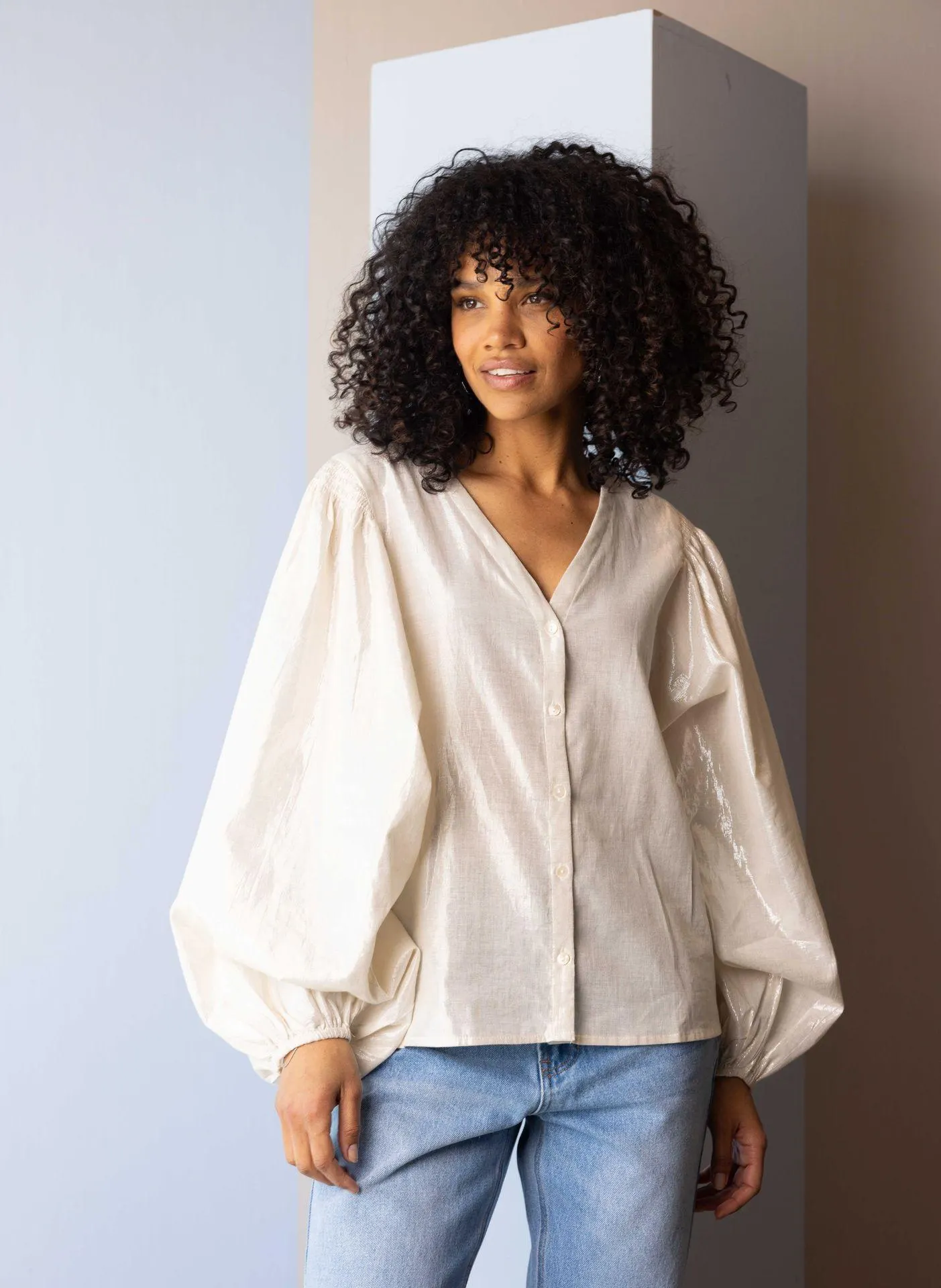 Champagnekleurige blouse