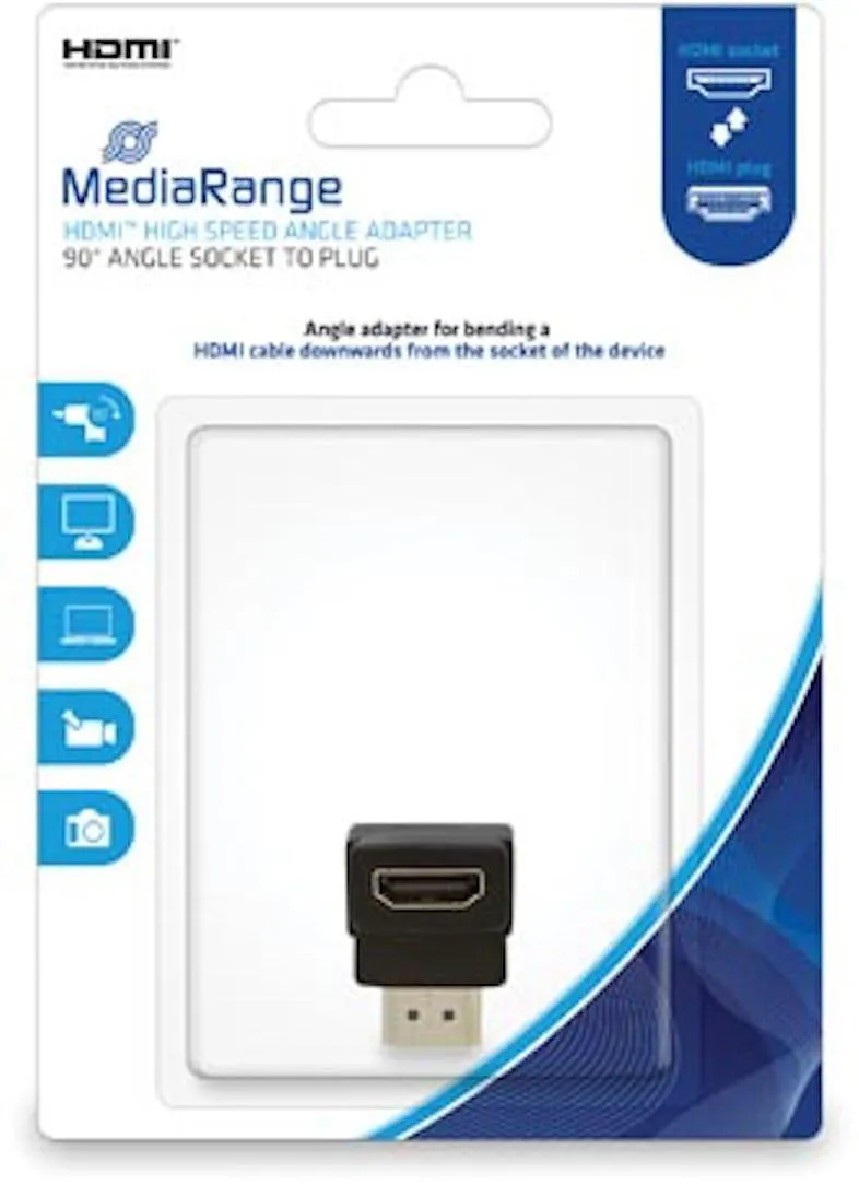 HDMI High Speed Hoek-adapter, 90 graden, Contrastekker/stekker