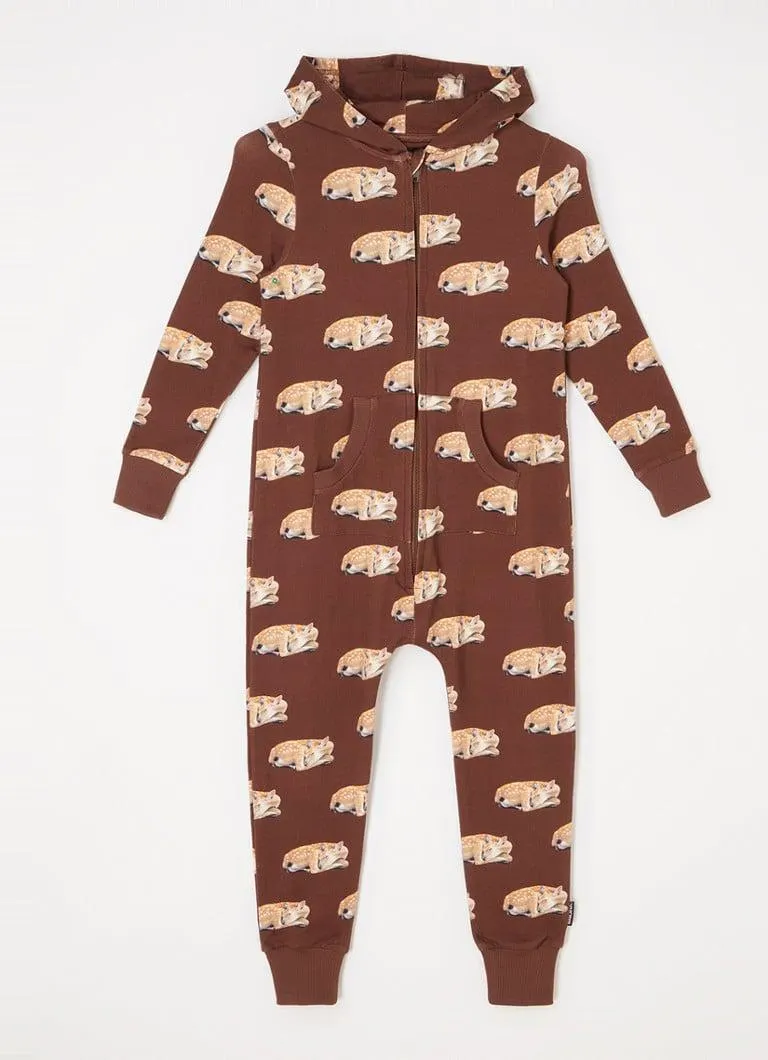 Sleeping Deer onesie van biologisch katoen met print