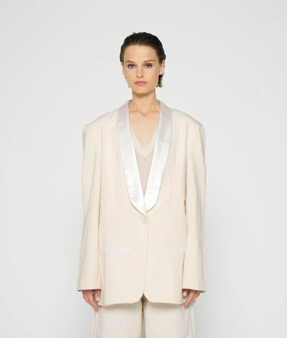 smoking blazer slub twill