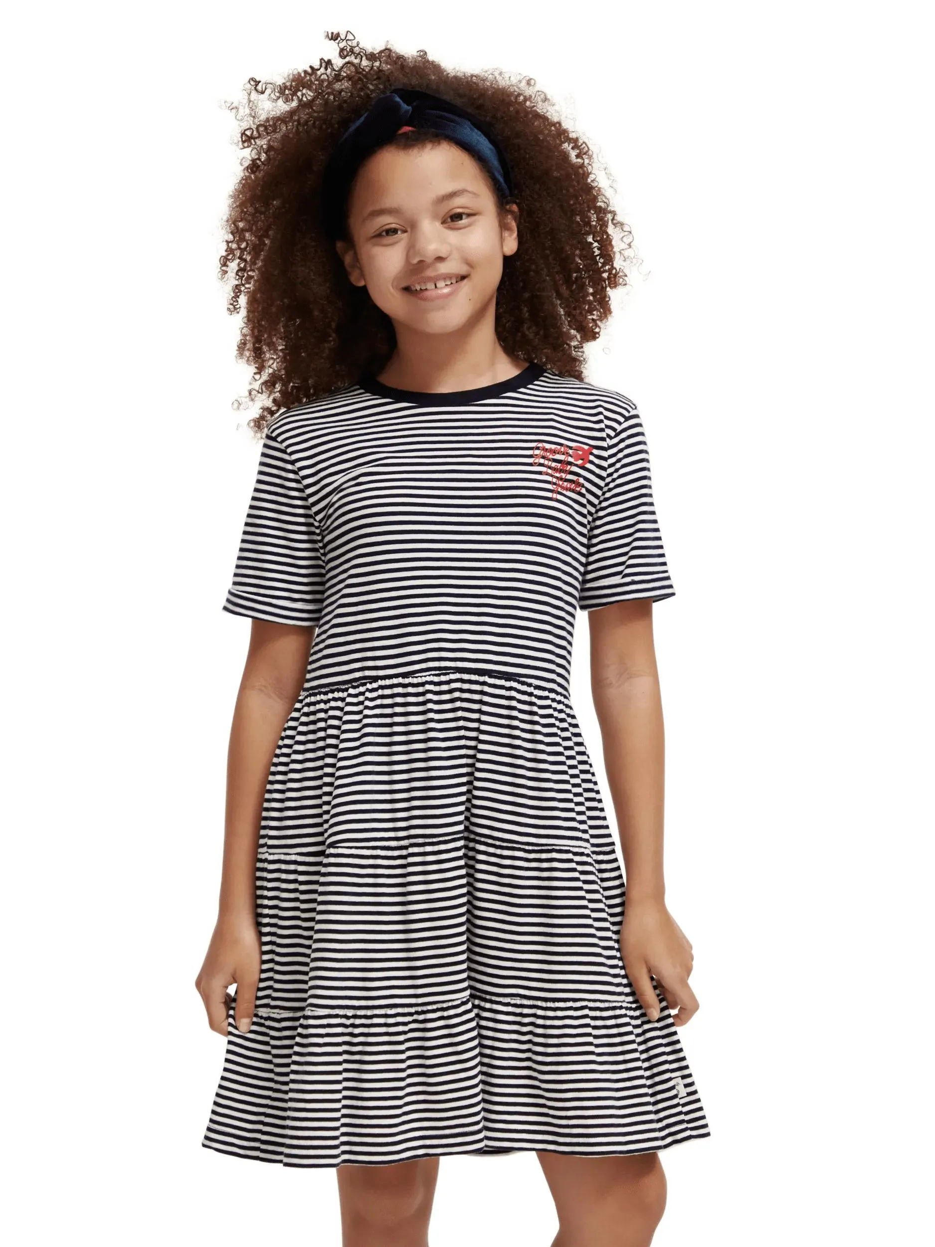 Tiered striped mini dress