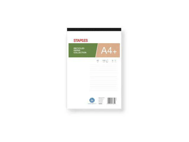 Staples Schrijfblok A4+, Gerecycled, Gelinieerd