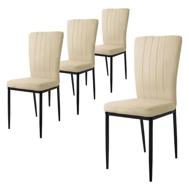 Eetkamerstoel set van 4 taupe met fluwelen bekleding en metalen poten Keukenstoel ML design