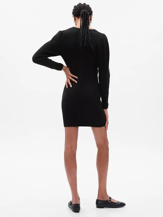 CashSoft Henley Mini Sweater Dress