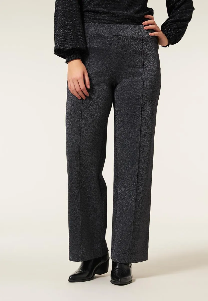 Broek wide leg glitter grijs 32"