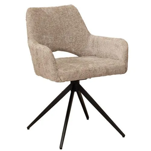 Giga Meubel Eetkamerstoel Josh - Stof/Metaal - Beige - Set van 2