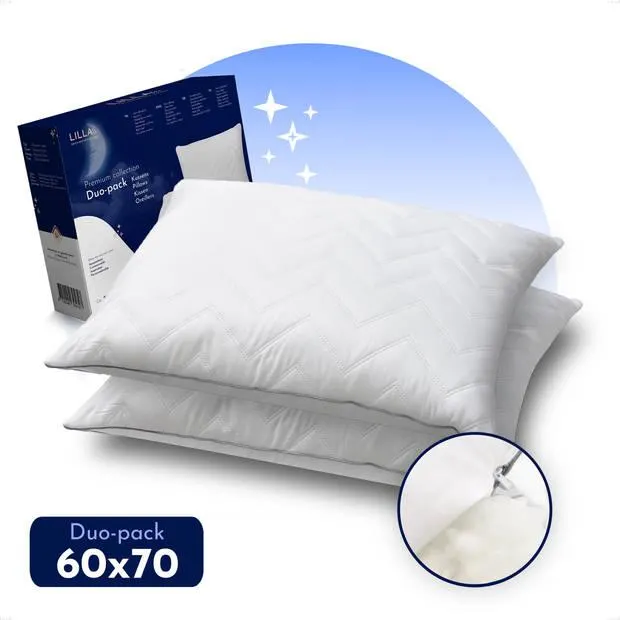 LILLA24 Luxe hoofdkussens 60x70 cm - Set van 2 Hoofdkussens - Hoofdkussen Nekklachten - Geschikt voor rug-, zij- en