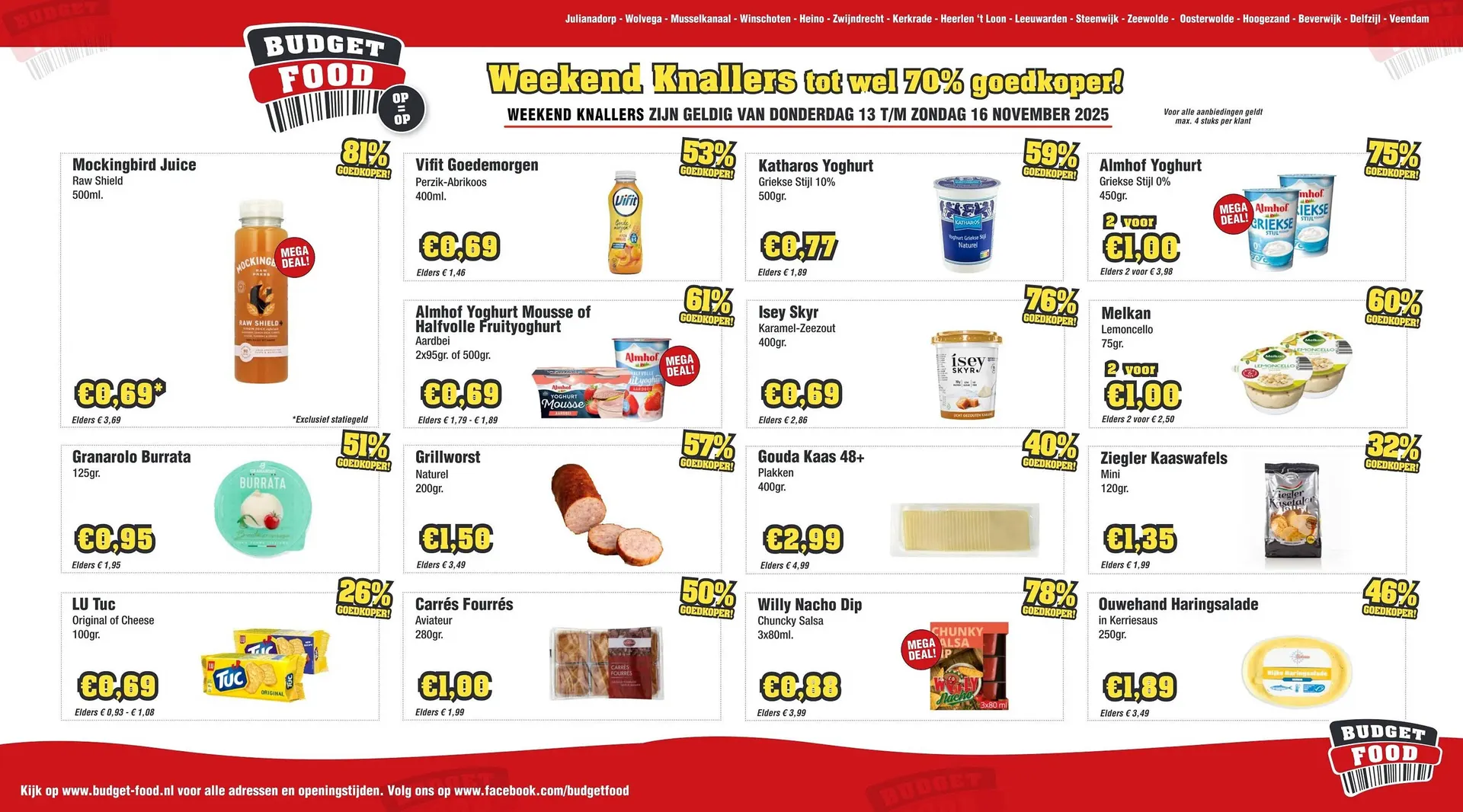 Budget Food folder van 13 november tot 16 november 2025 - Folder pagina 1
