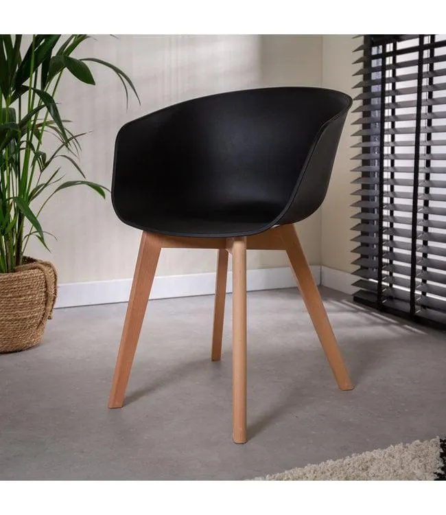 Scandinavische eetkamerstoel Herning zwart