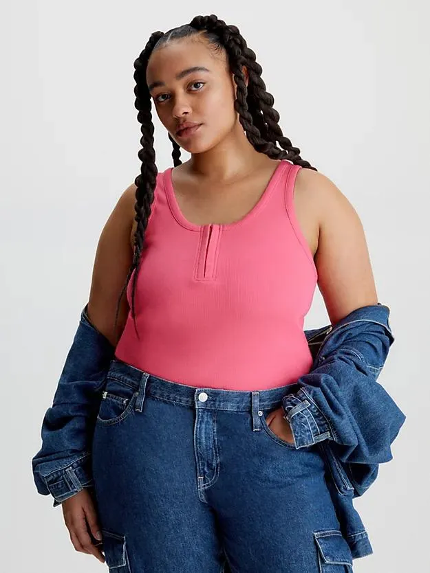 Slim tanktop van geribbeld katoen