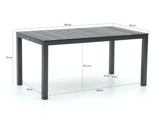 Forza Ripi/Fidenza 160cm dining tuinset 5-delig stapelbaar