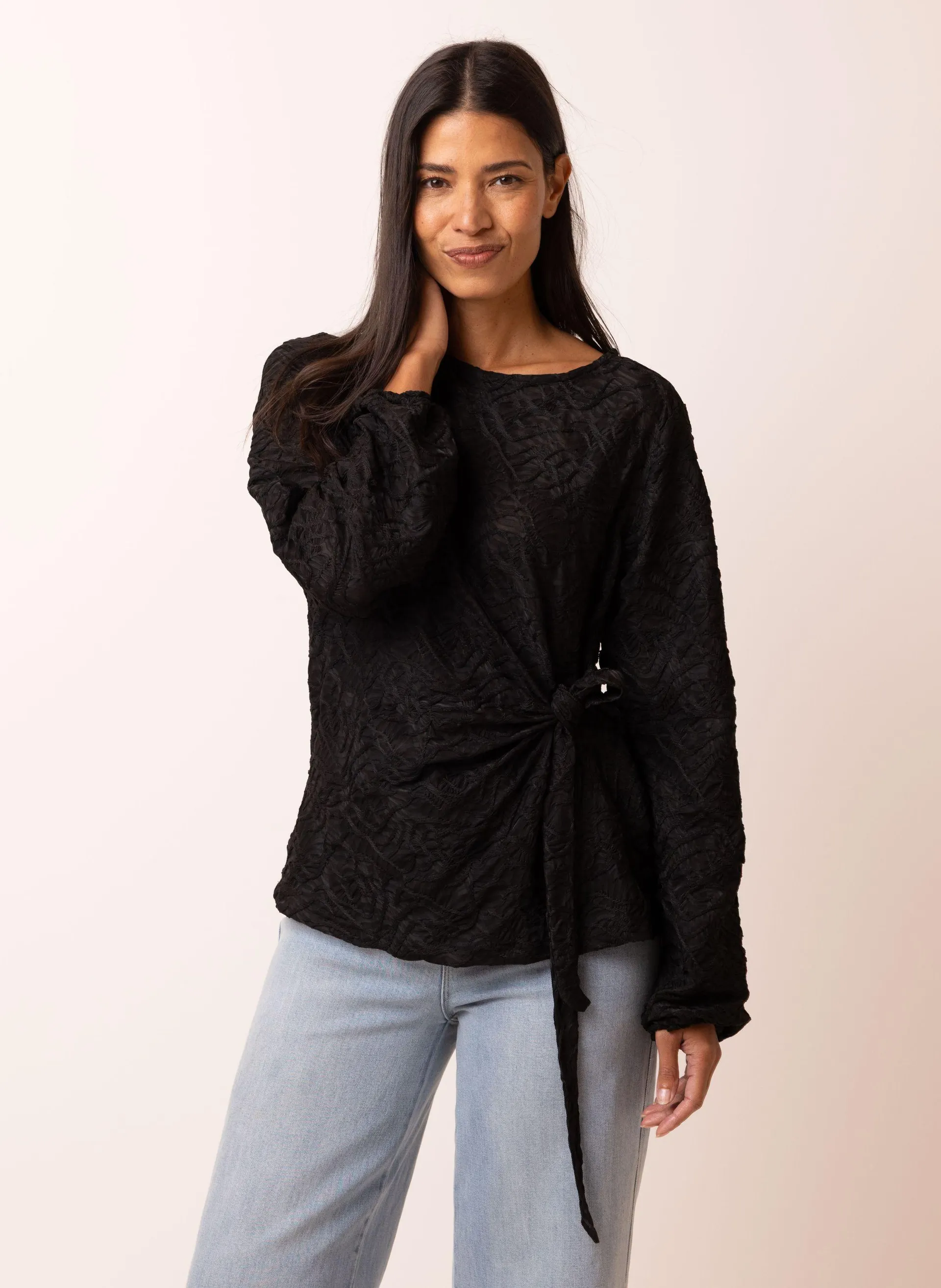 Shirt met structuur en strik