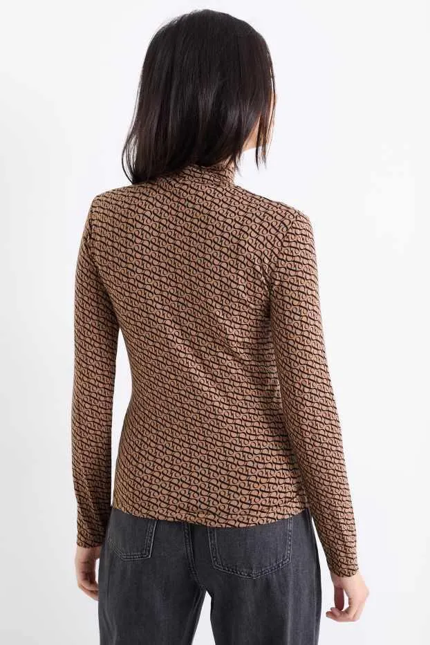 Basic polo neck top - patterned