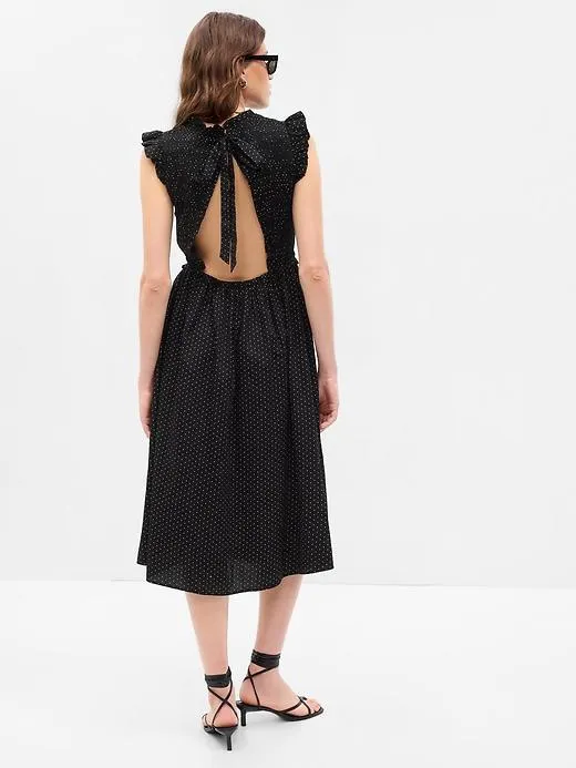 Open-Back Smocked Midi Dress