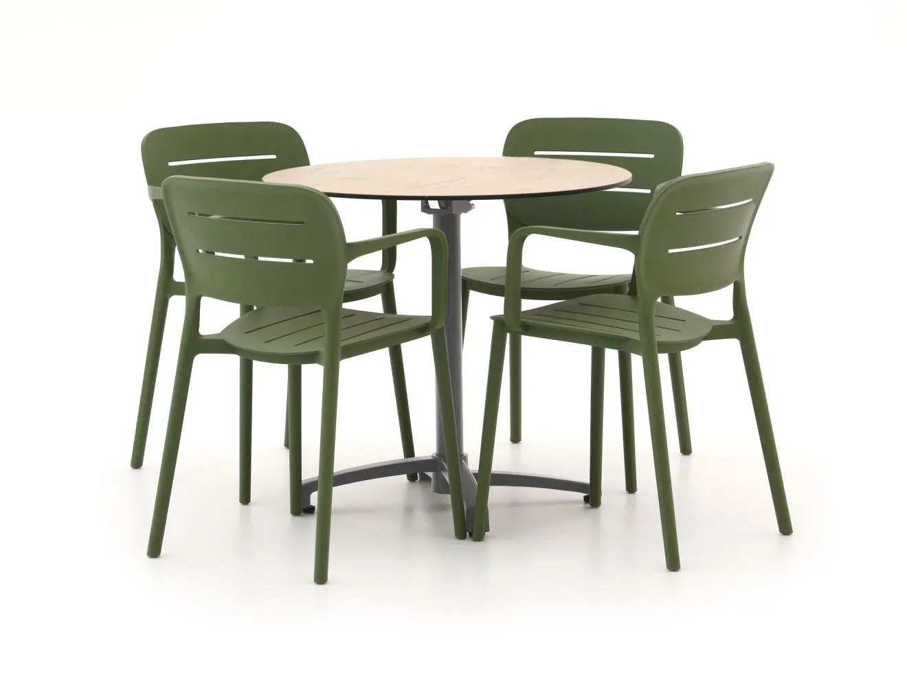 Forza Pazzia/Canzo ø 80cm dining tuinset 5-delig stapelbaar