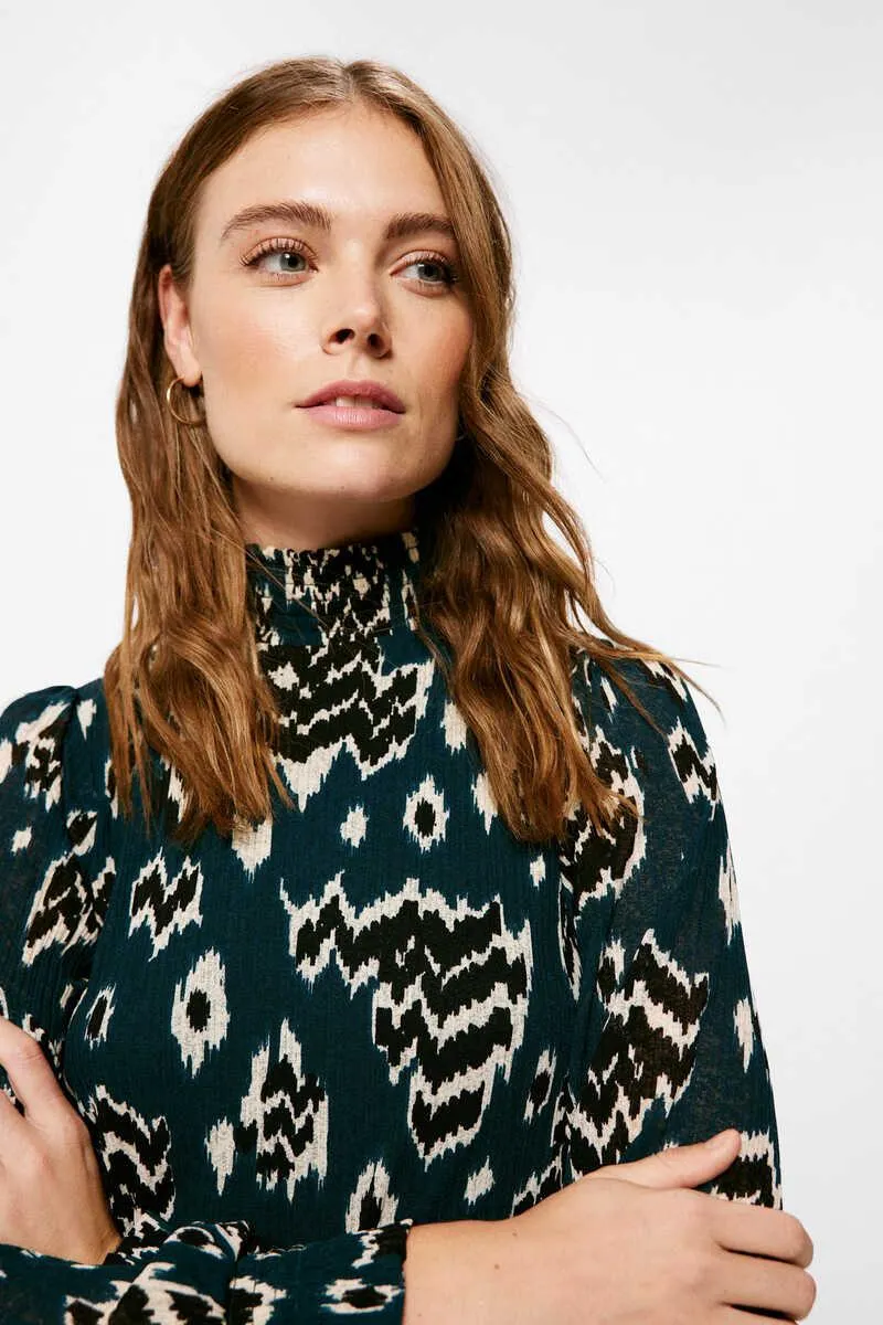 Vestido Corto Estampado Lazo Cintura