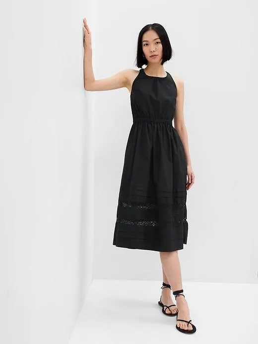 Lace Cross-Back Midi Dress