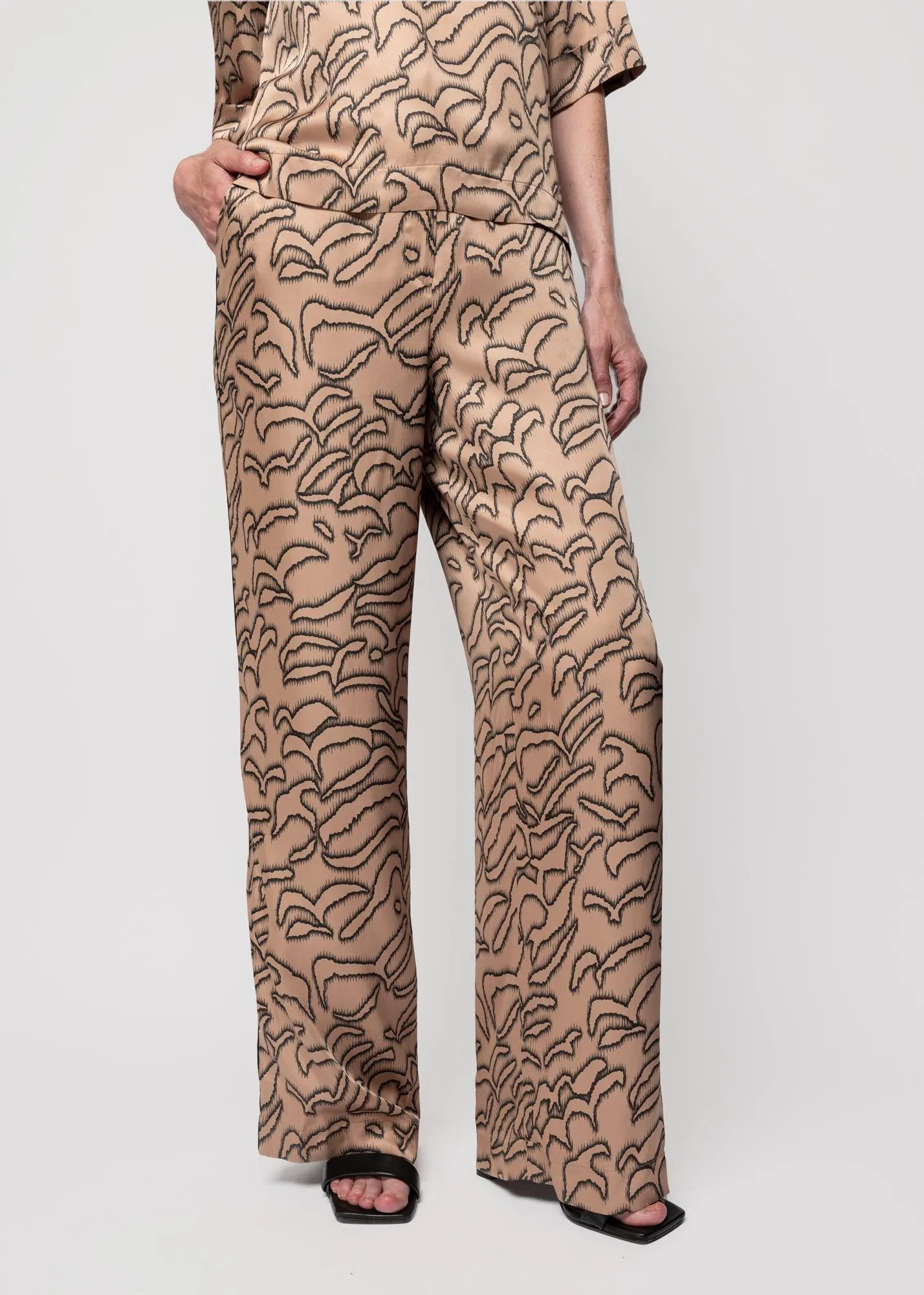 Wide leg broek met print