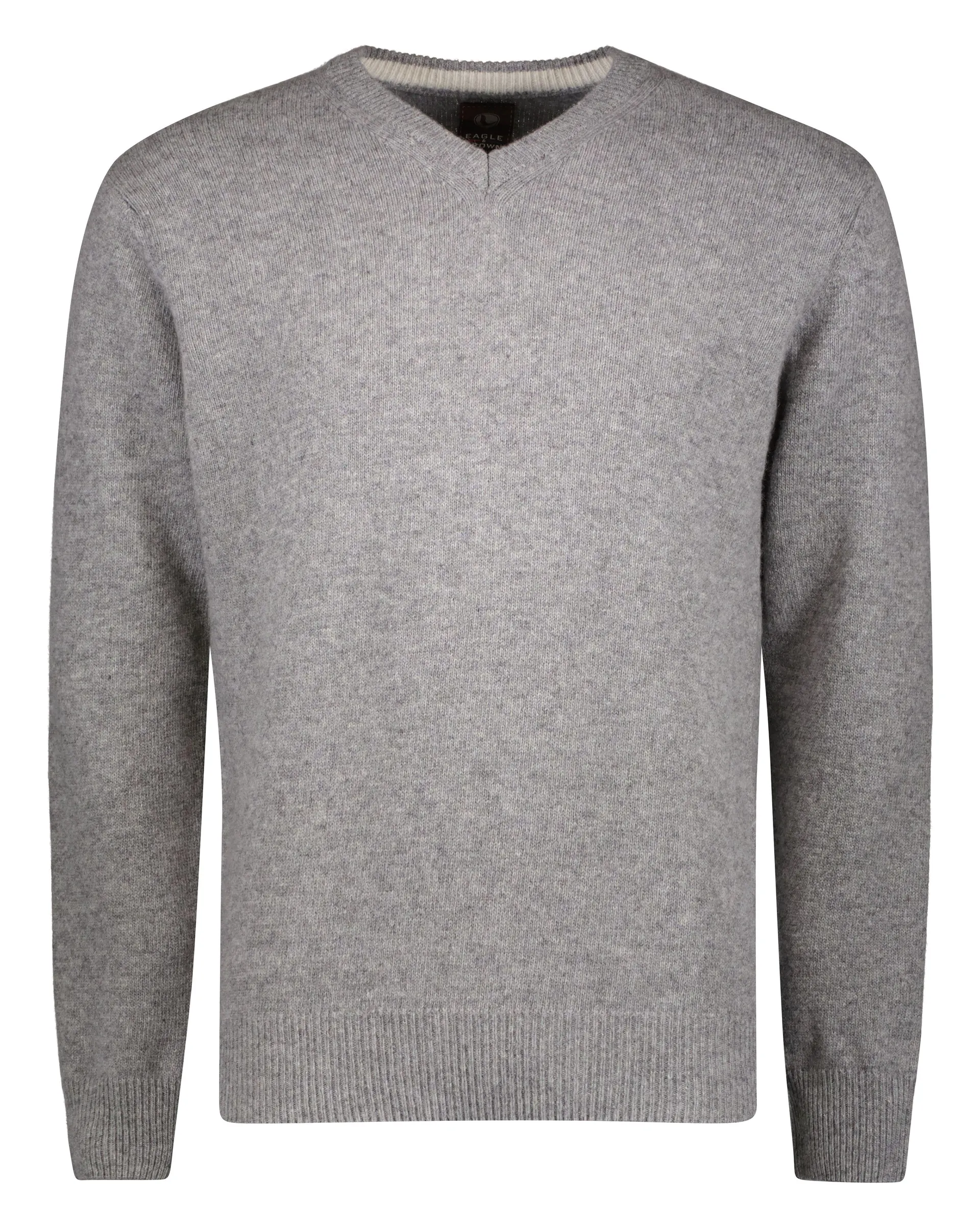 Lamswollen Trui met V-hals Lichtgrijs