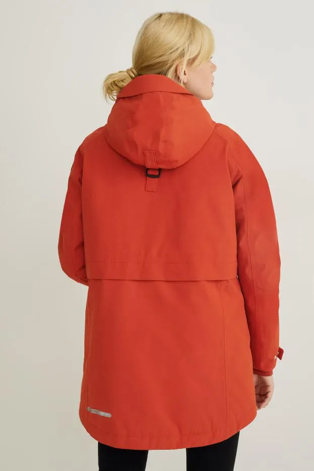 Outdoor jacket with hood