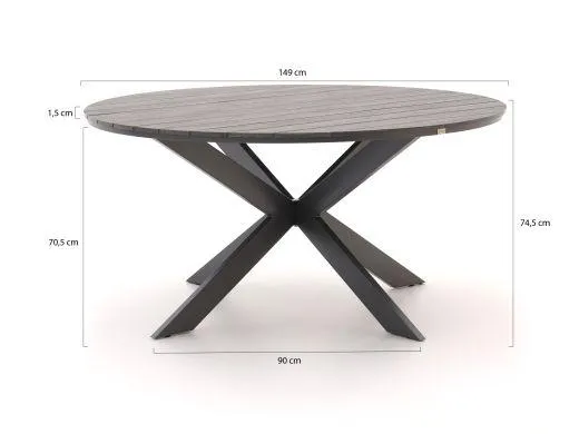 Bellagio Anzio/Fidenza ø149cm dining tuinset 6-delig stapelbaar