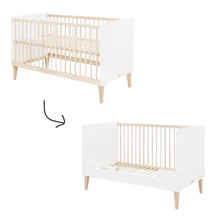 Bopita Meegroei Ledikant Indy Wit Naturel 70 x 140 cm