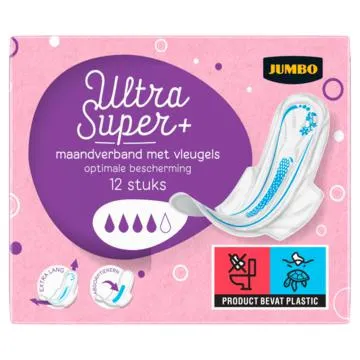 Jumbo Maandverband Ultra Super+ met Vleugels 12 Stuks