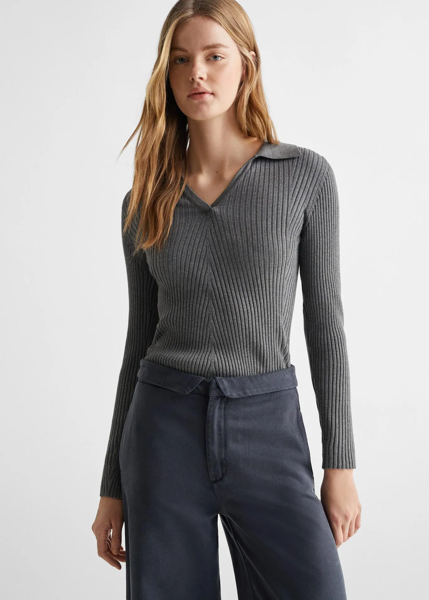 Broek met omgeslagen tailleband