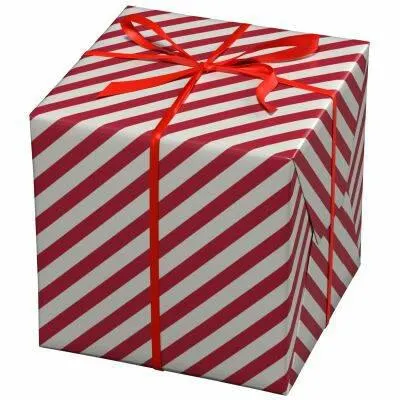 Cadeaupapier - 10 meter - wit/rode strepen