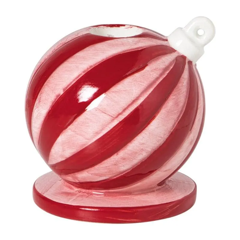 Kandelaar kerstbal klein - rood/roze - ø7.8x7.9 cm