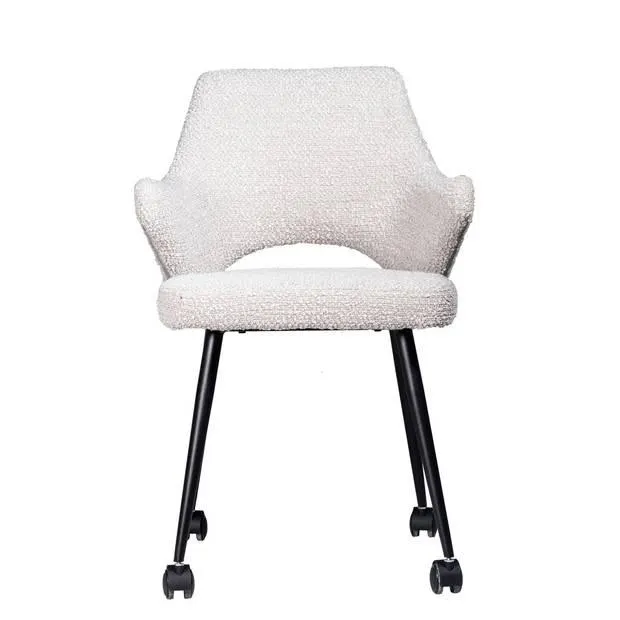 Giga Meubel - Eetkamerstoel Bouclé - Stone - Stoel Jasmine