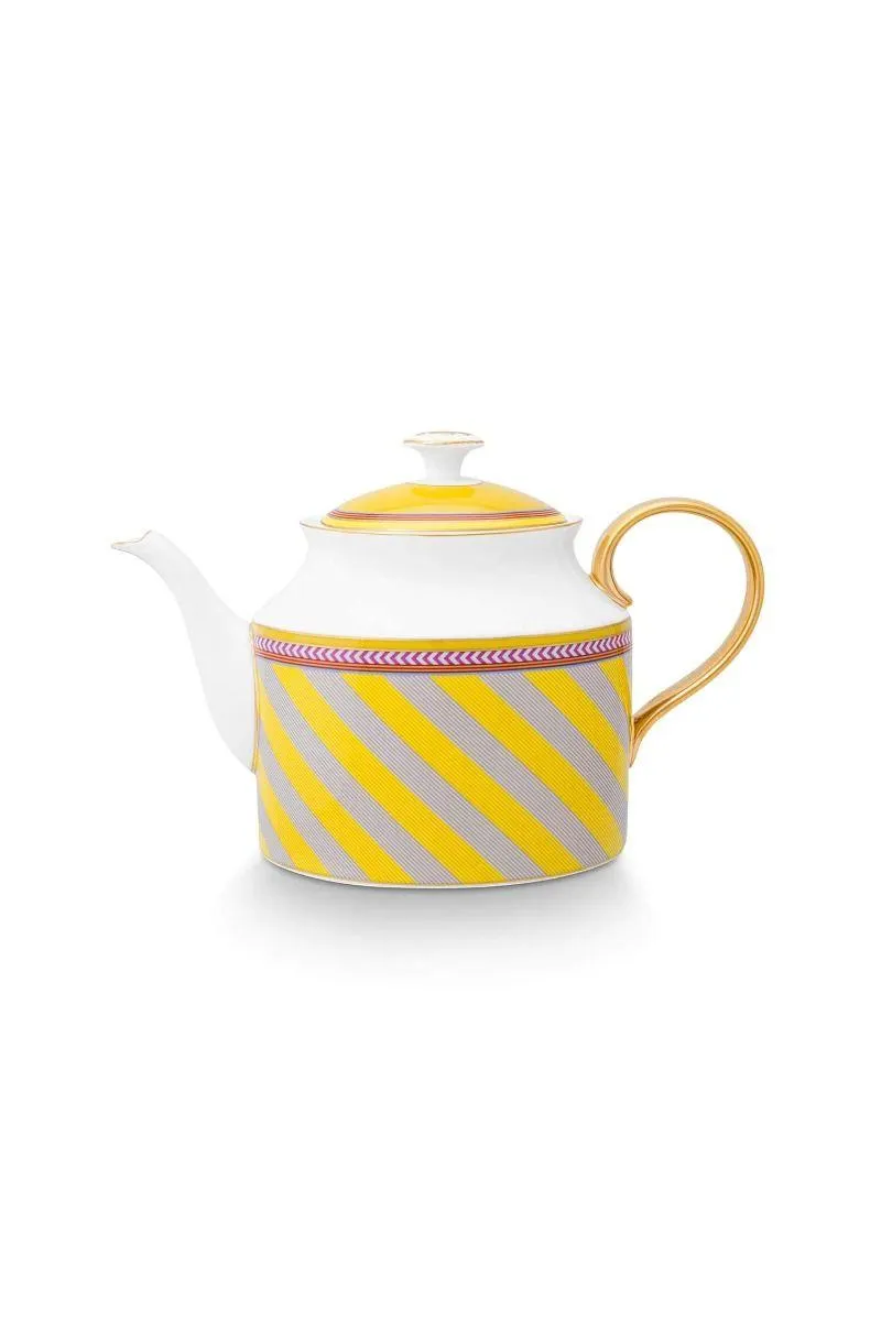 Pip Chique Stripes Theepot Groot Geel