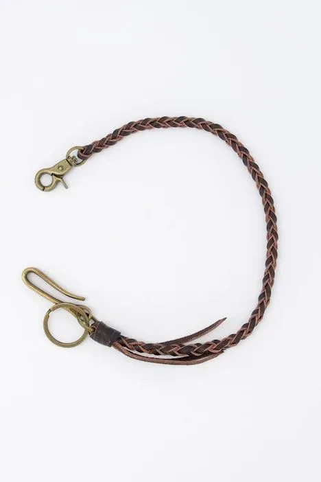 sleutelketting, echt leer, metalen karabijnsleutel