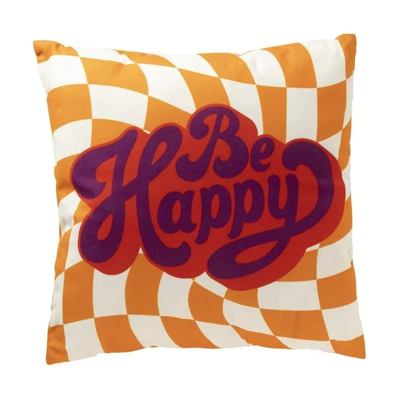 Kussen be happy - multikleur - 45x45 cm