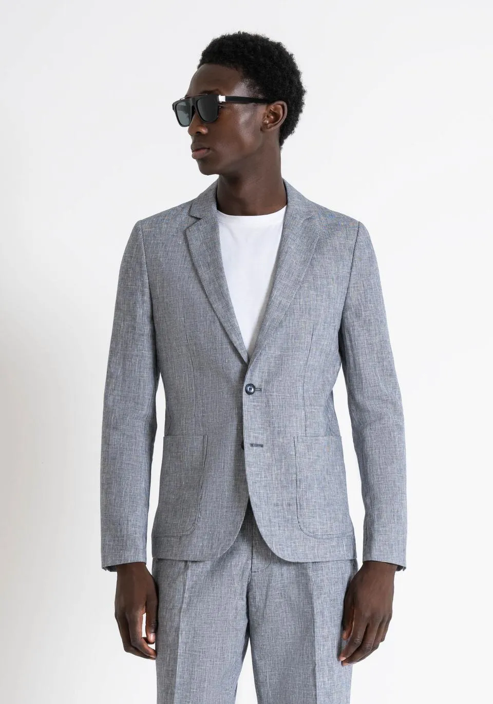 “JULIE” SLIM FIT ARMORED COTTON LINEN JACKET