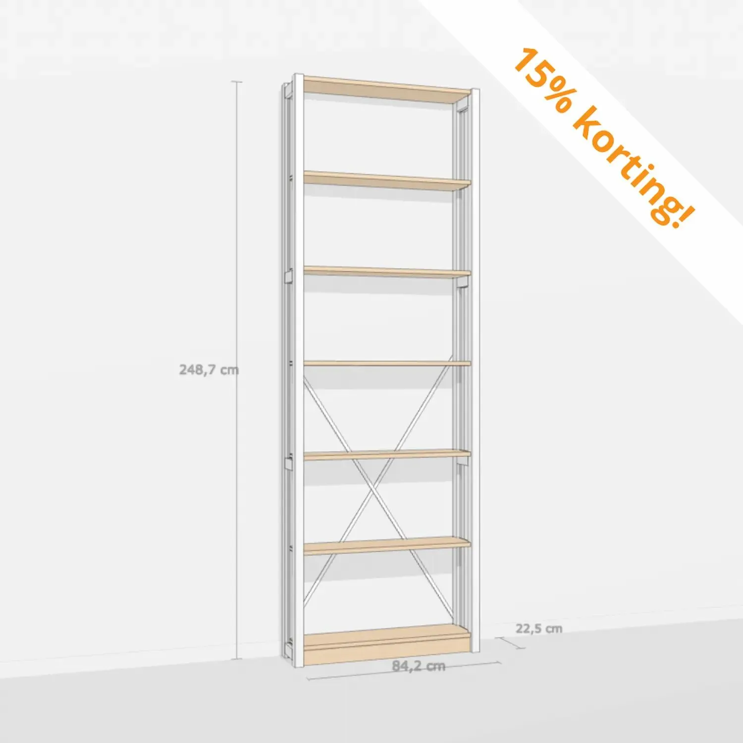 Scandinavische boekenkast in Latte & Blank Gelakt- nu 15% korting!